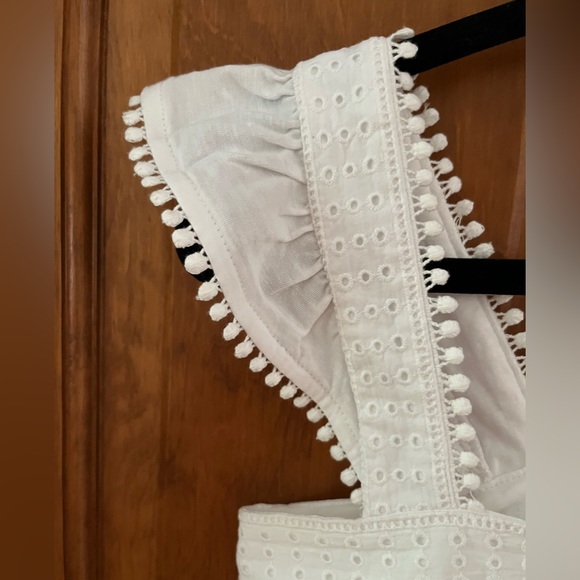 LOFT pompom lace on-off shoulder white top - NWT - Picture 2 of 5